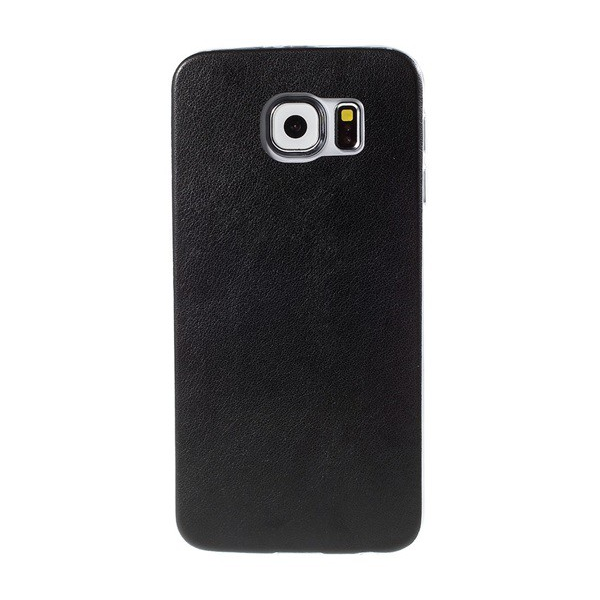 Szilikon telefonvédő (ultravékony, bőr hatású) FEKETE [Samsung Galaxy S6 (SM-G920)] (5996457546909)