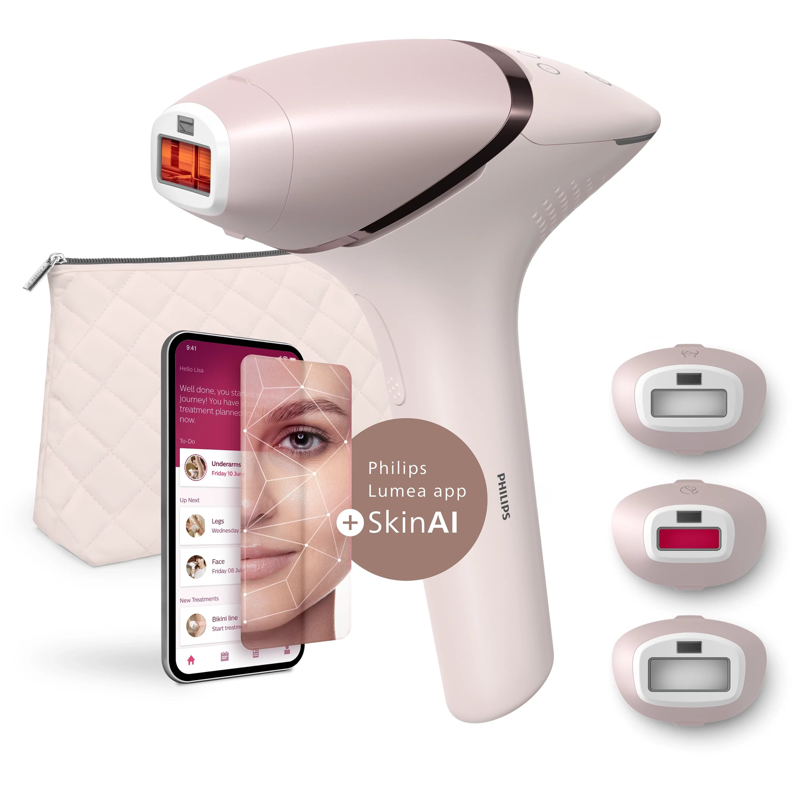 Philips Lumea Prestige BRI953/02 odstraňovač svetlých chĺpkov IPL Ružová, Ružové zlato