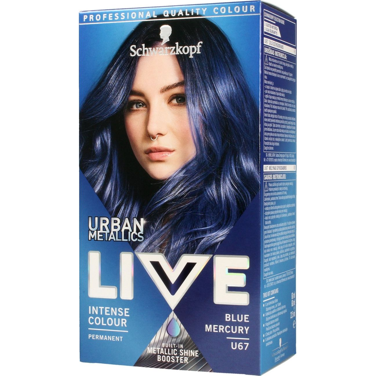 Schwarzkopf Live tartós hajfesték - U67 Urban Metallics Mercury kék (1 db) (684909)