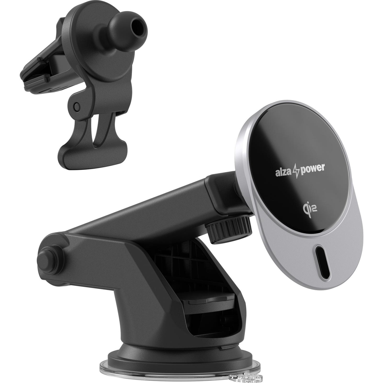 AlzaPower WQC201 Wireless Qi2 Car Charger 15 W, MagSafe, fekete (APW-CCWQC201B)