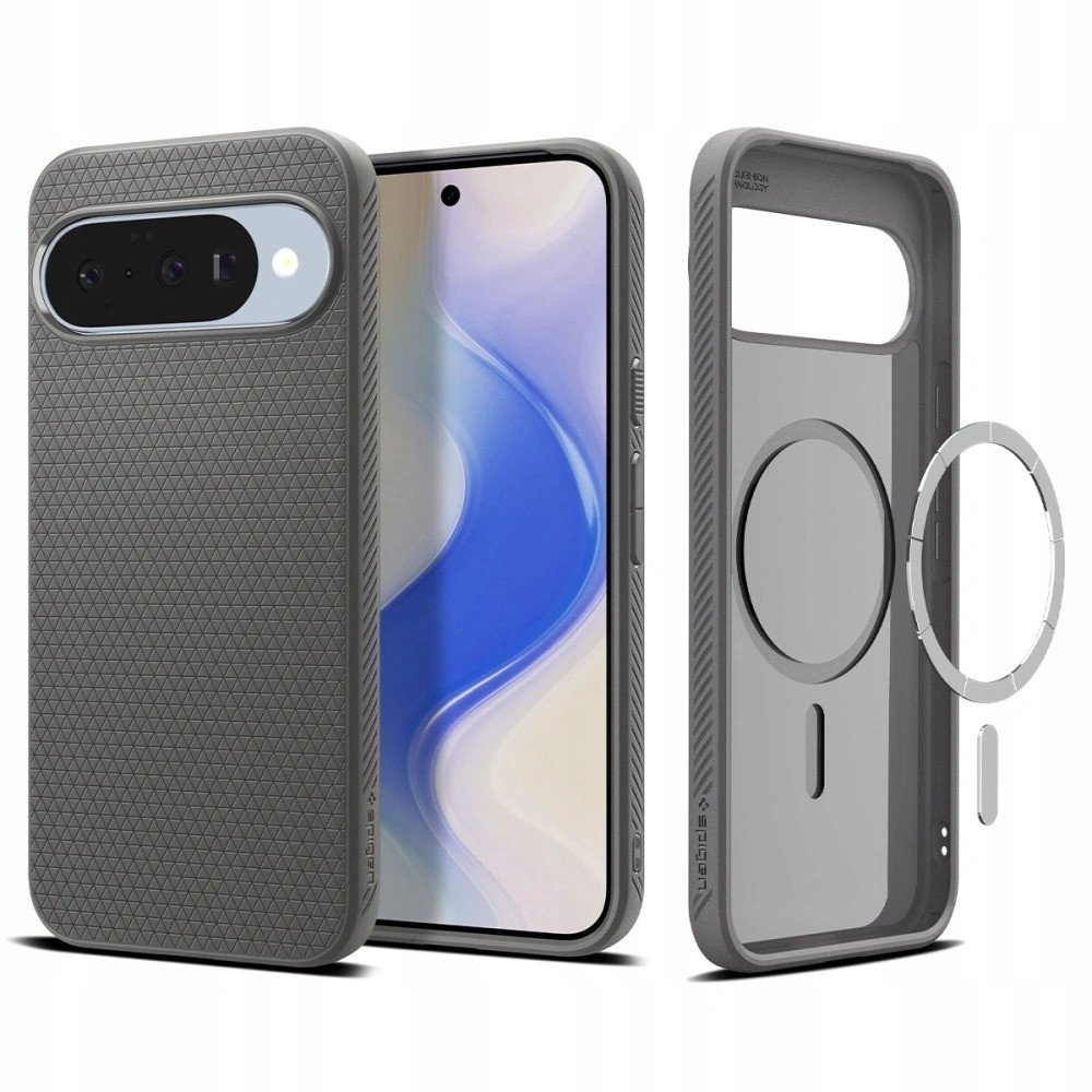 Spigen LIQUID AIR szilikon telefonvédő (ütésállóság, légpárnás sarok, rombusz, MagSafe) SÖTÉTSZÜRKE Google Pixel 10 / Pixel 10 Pro (ACS09697) (ACS09697)