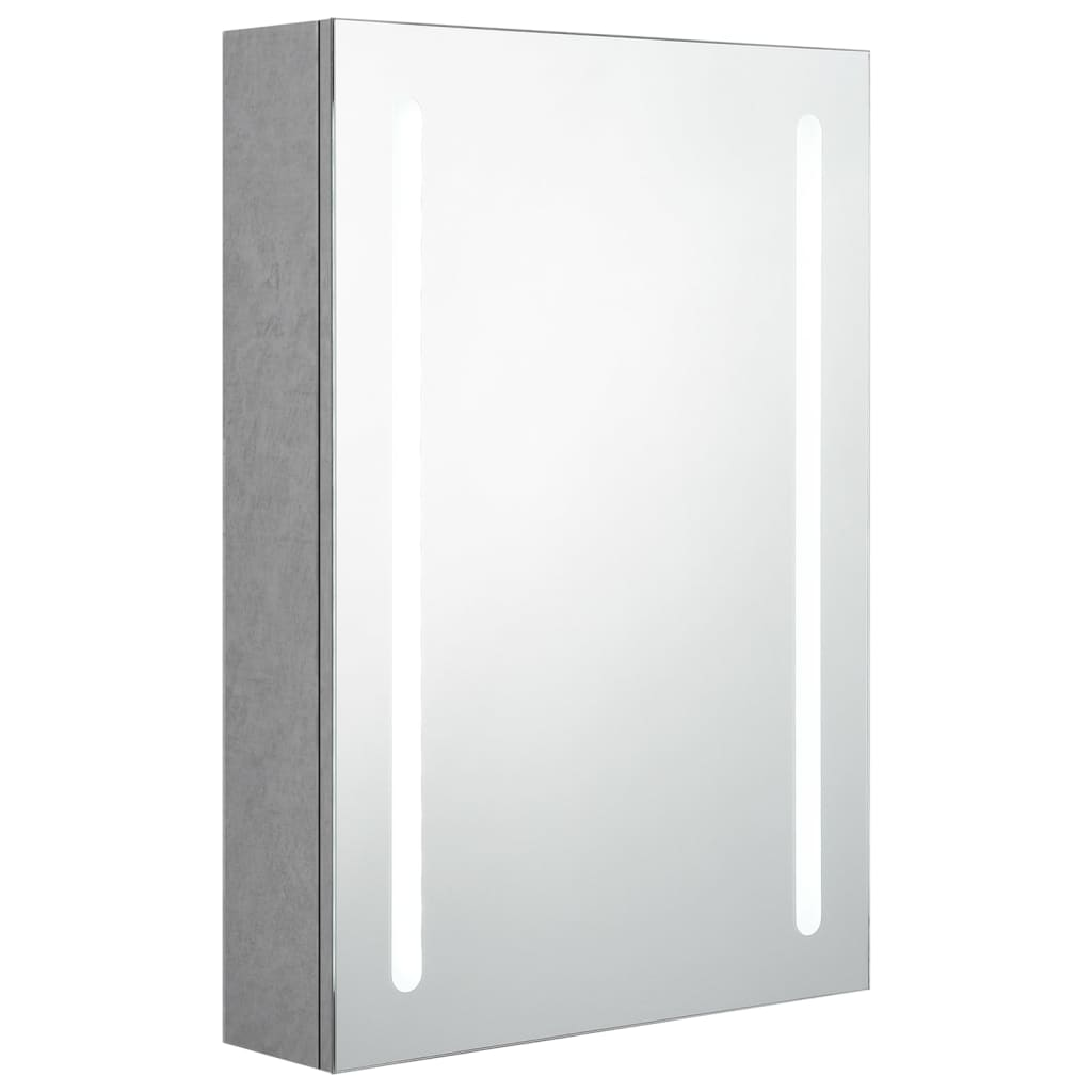 betonszürke LED-es tükrös fürdőszobaszekrény 50 x 13 x 70 cm (326495)