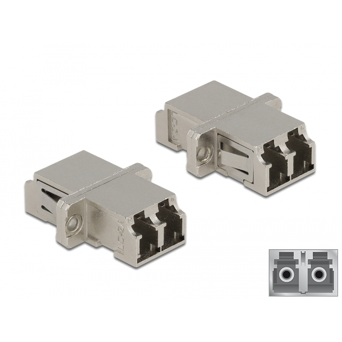 Delock LC optikai szálas csatlakozó Duplex anya - LC Duplex anya, egymódosú fém (86874) (86874)