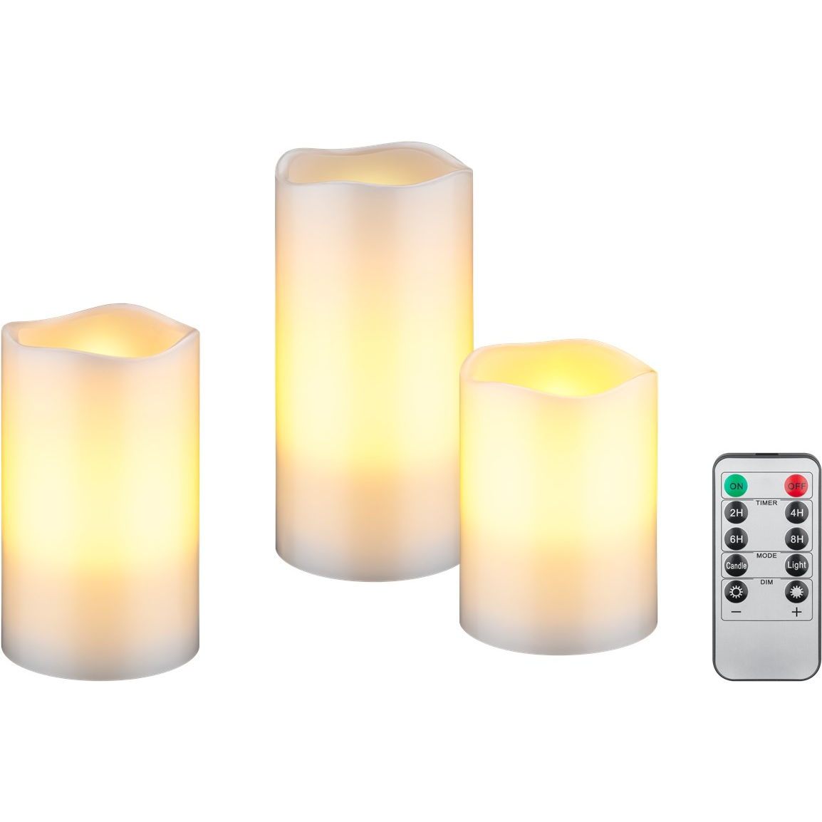 Goobay 74368 Valódi viasz LED gyertya szett - Fehér (3db/csomag) (74368)