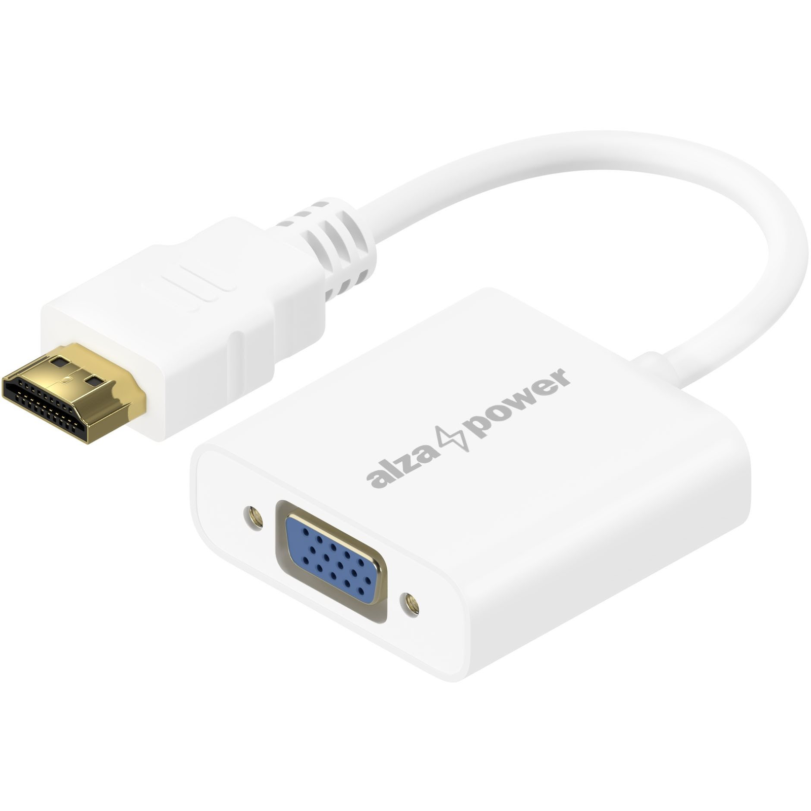 AlzaPower HDMI (M) to VGA (F) with 3.5mm Jack - fehér (APW-ADHDVG02W)