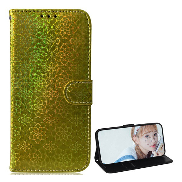 Tok álló, bőr hatású (FLIP, oldalra nyíló, asztali tartó funkció, virág minta) ZÖLD [Xiaomi Mi 10T Pro 5G] (5996591020679)