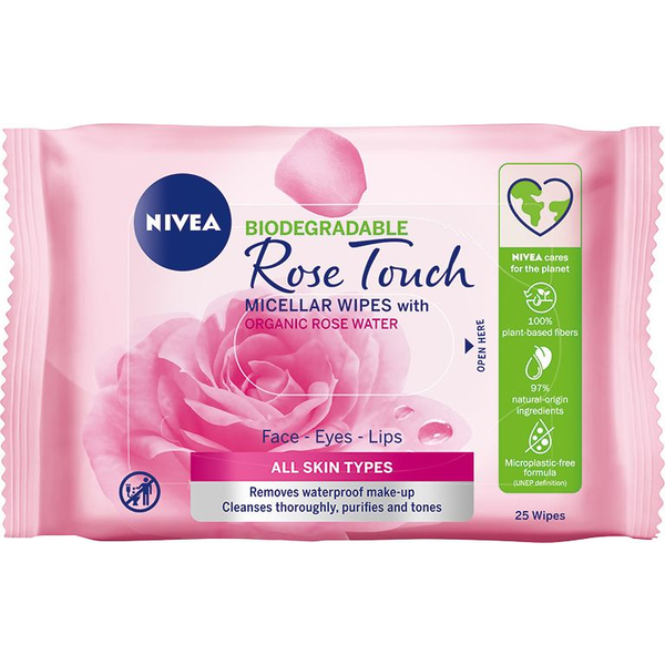 Nivea Rose Touch Micelarne chusteczki oczyszczające 25 szt.