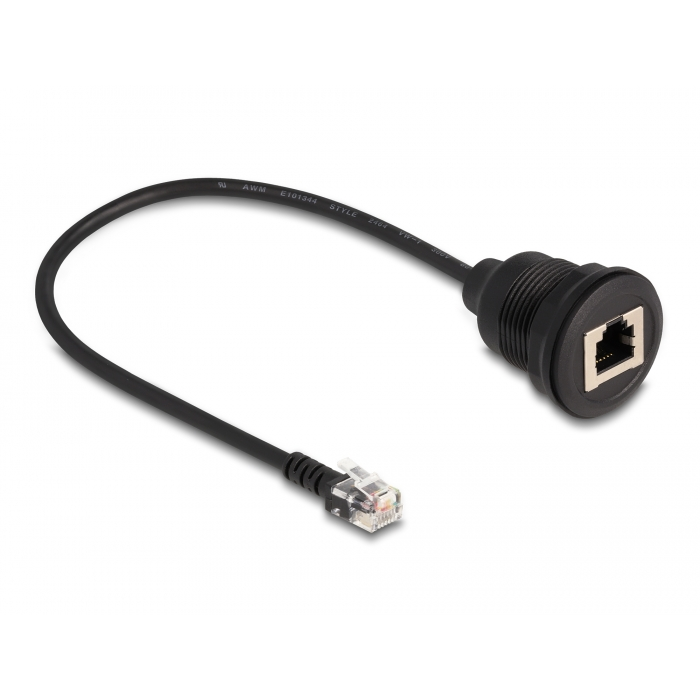 Delock RJ12 kábel apa - RJ12 anya beszereléshez 30 cm, fekete (87955) (87955)