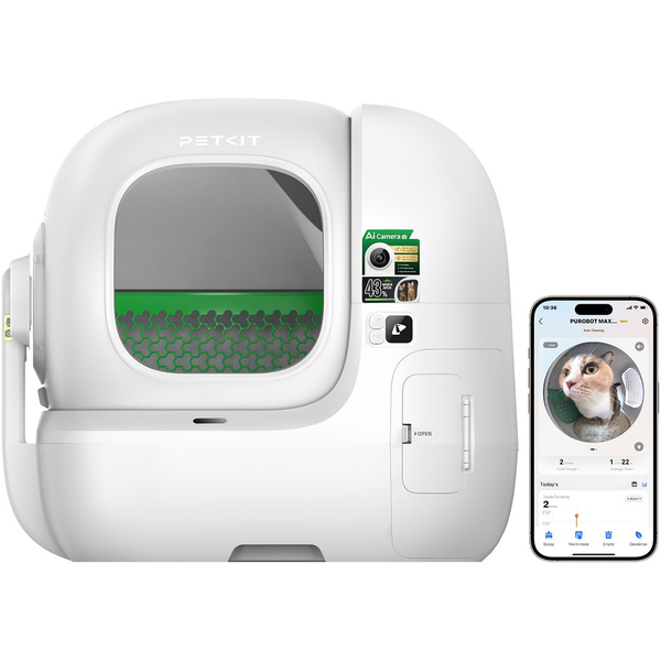 PETKIT Purobot Max Pro 2 intelligens öntisztító macskaalomdoboz AI kamerával fehér
