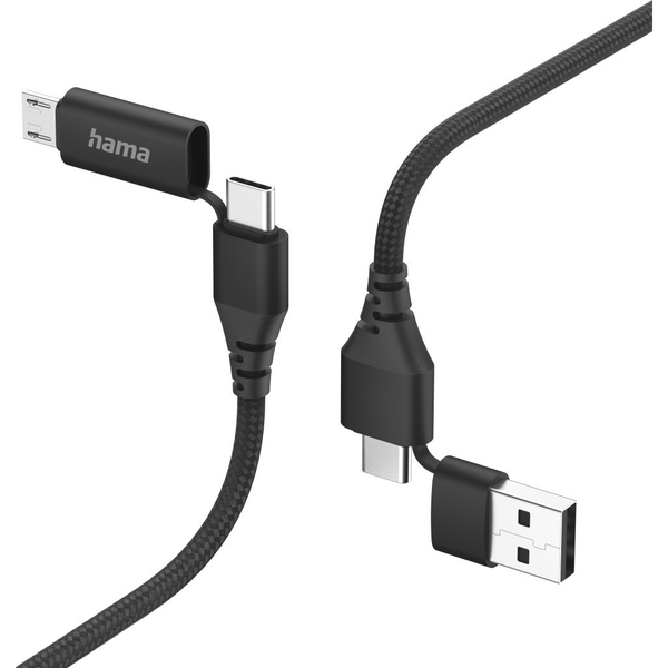 Hama 00201537 USB-kabel USB 2.0 1,5 m USB A/USB C USB C/Micro-USB B Sort