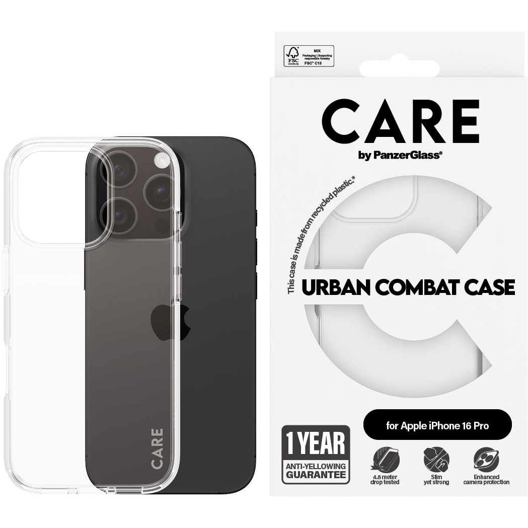 PanzerGlass CARE Apple iPhone 16 Pro Combat átlátszó nem sárguló tok (1354)