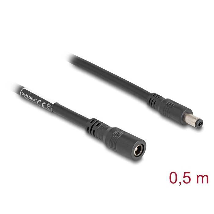 Delock DC 5.5 x 2.1 mm apa > DC 5.5 x 2.1 mm anya hosszabbító kábel 50cm (83290) (delock83290)