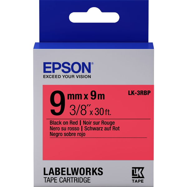 Epson LK-3RBP етикетна лента Черен на червен фон