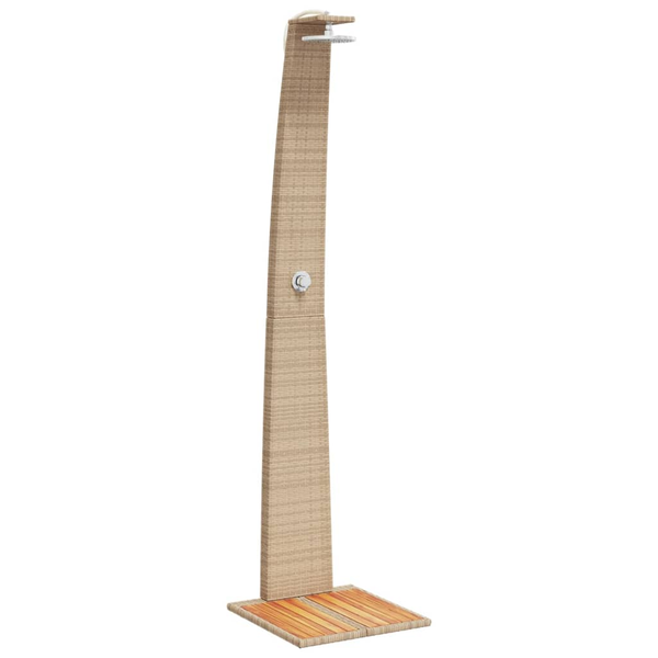 Duș de exterior, bej, 55x60x224 cm, poliratan și lemn acacia