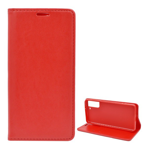 Tok álló, bőr hatású (FLIP, oldalra nyíló, asztali tartó funkció) PIROS [Samsung Galaxy S21 Plus (SM-G996) 5G] (5996591032412)