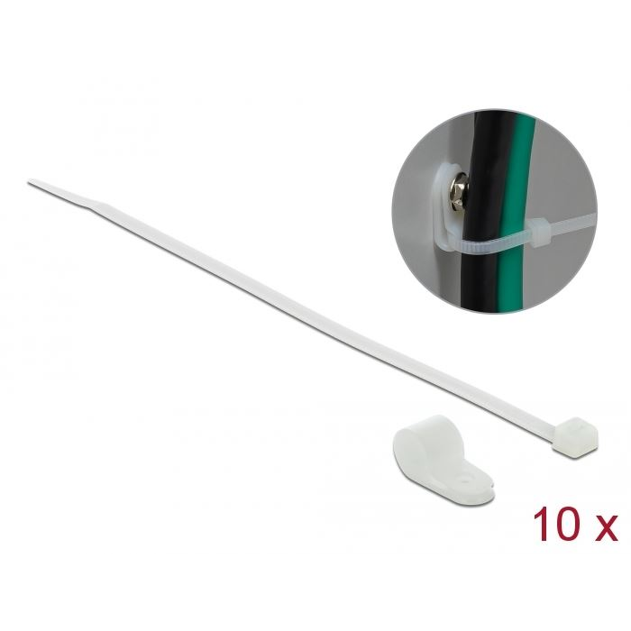 Delock kábelkötegelő rögzítő kiegészítővel fehér (18869) (delock18869)