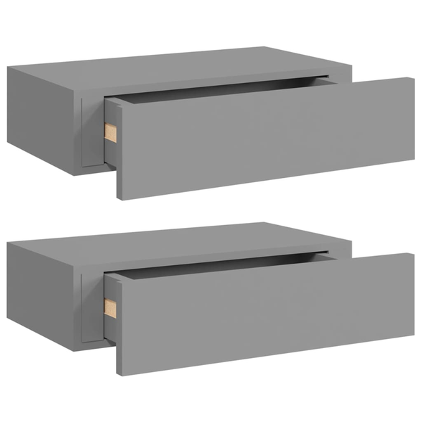 Dulap de perete cu sertar, 2 buc., gri, 40x23,5x10 cm, MDF