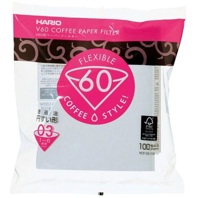 Hario V60-03 (VCF-03-100W) papír kávéfilter, fehér, 100 db (VCF-03-100W)