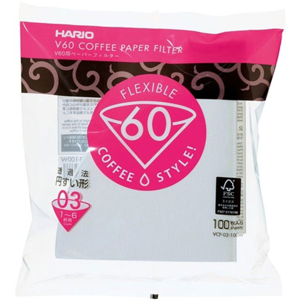 Hario V60-03 (VCF-03-100W) papír kávéfilter, fehér, 100 db