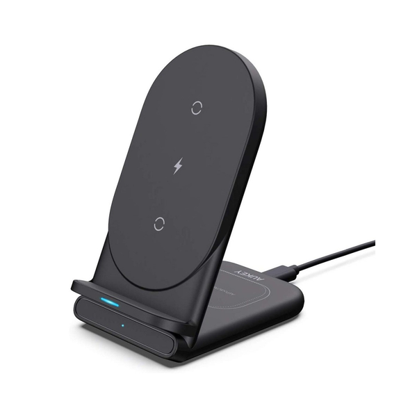 Aukey LC-A2 2 az 1 ben Vezeték nélküli töltő - Fekete (10W)