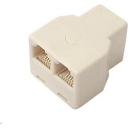 PREMIUMCORD Moduláris RJ11 T-elosztó adapter, 6 pin / 4 pin, Telefon adapter, fehér