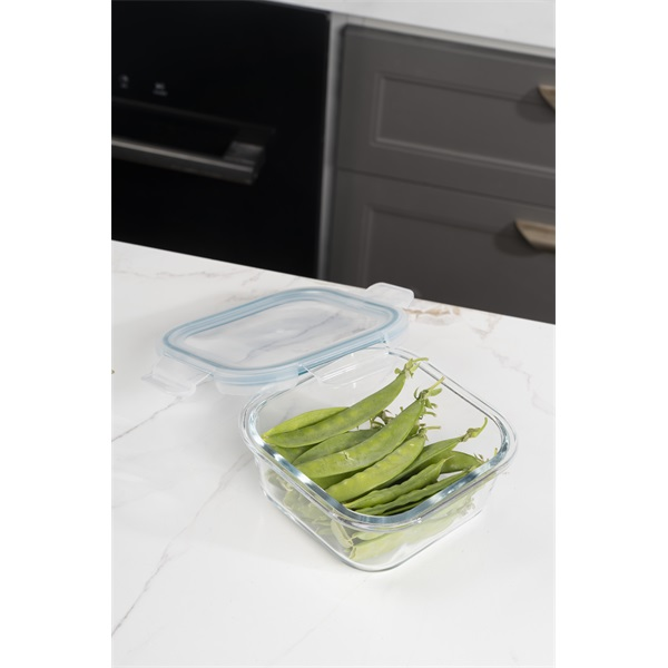 TOO üveg négyzet alakú ételtároló, csatolható műanyag tetővel 320 ml-es (KT-85) (KT-85)