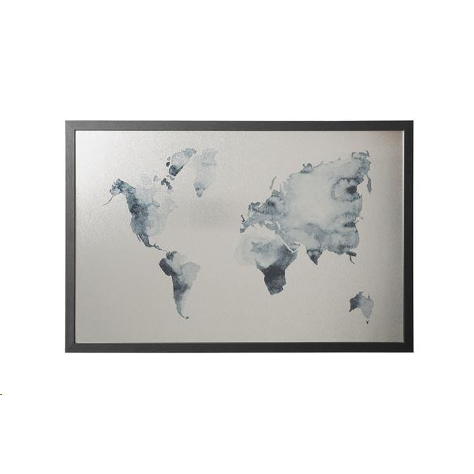 Victoria "Világtérkép" Üzenőtábla, ezüst, mágneses, 60x40 cm, fekete keret (VVBT02, MM03451160) (VVBT02, MM03451160)
