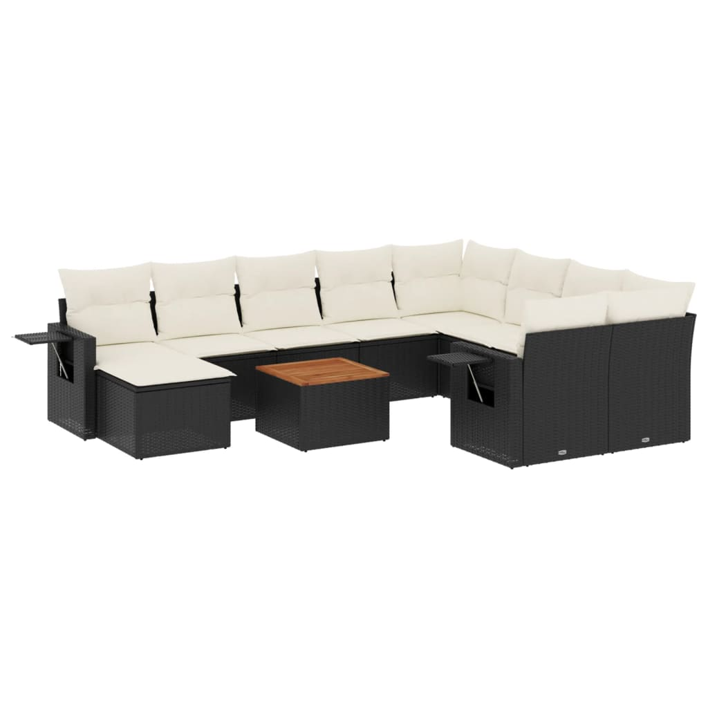11 részes fekete polyrattan kerti ülőgarnitúra párnákkal (3257183)