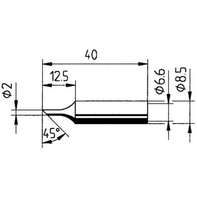 Ersa 0832FDLF Forrasztóhegy Ferdén levágott Hegy méret 2 mm Tartalom, tartalmi egységek rendelésenként 1 db (0832FDLF/SB)