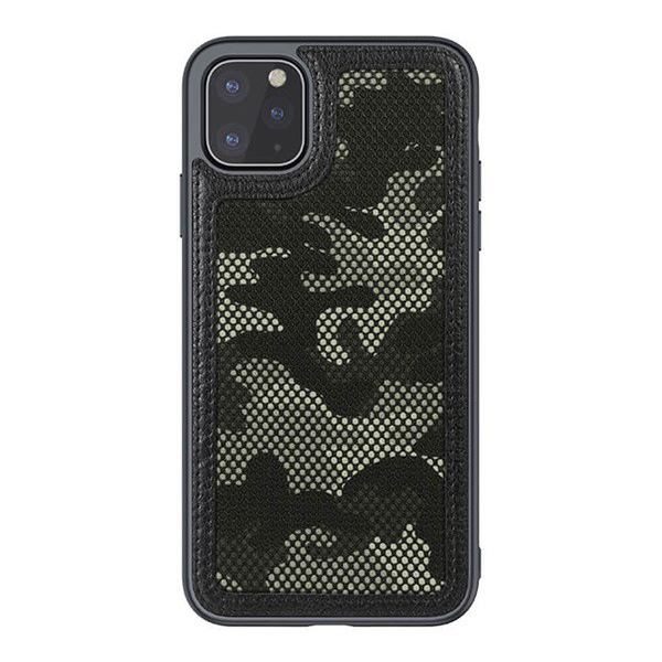 NILLKIN CAMO műanyag telefonvédő (bőr hatású, kamera védelem, terep minta) FEKETE [Apple iPhone 12 Pro]
