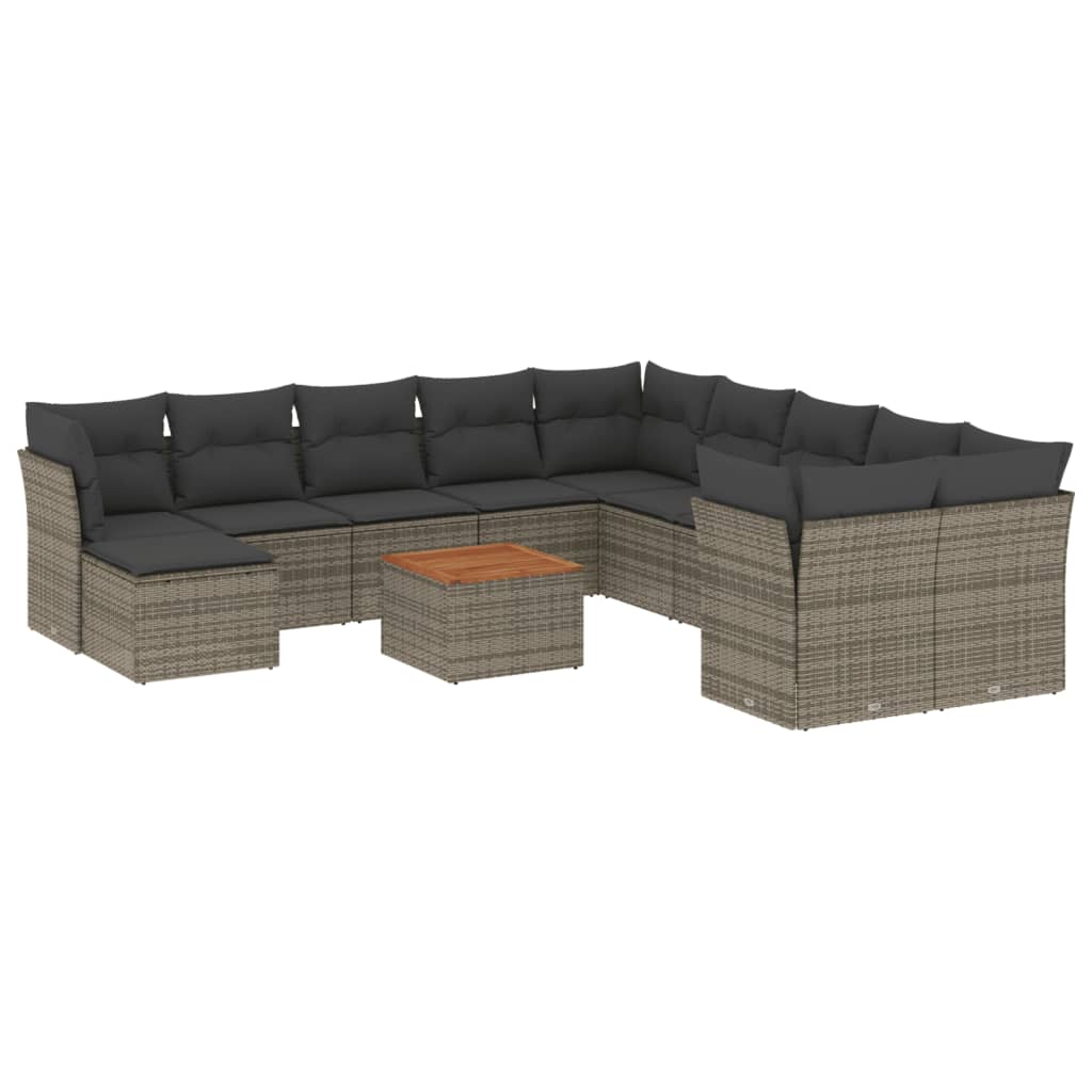 12 részes szürke polyrattan kerti ülőgarnitúra párnákkal (3256312)