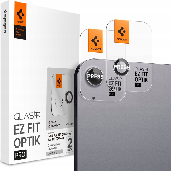 Комплект от 2 стъклени протектора за камера Spigen GLAStR EZ Fit Optik Pro, съвместими с iPad Air 6 11 инча / 13 инча 2024 Сив