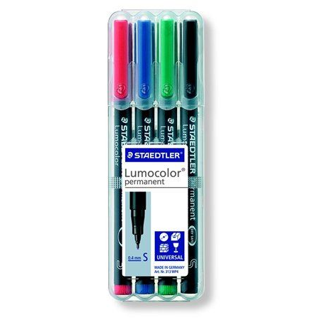 STAEDTLER "Lumocolor 313 S" OHP alkoholos marker 0.4 mm 4 különböző szín (313 WP4)