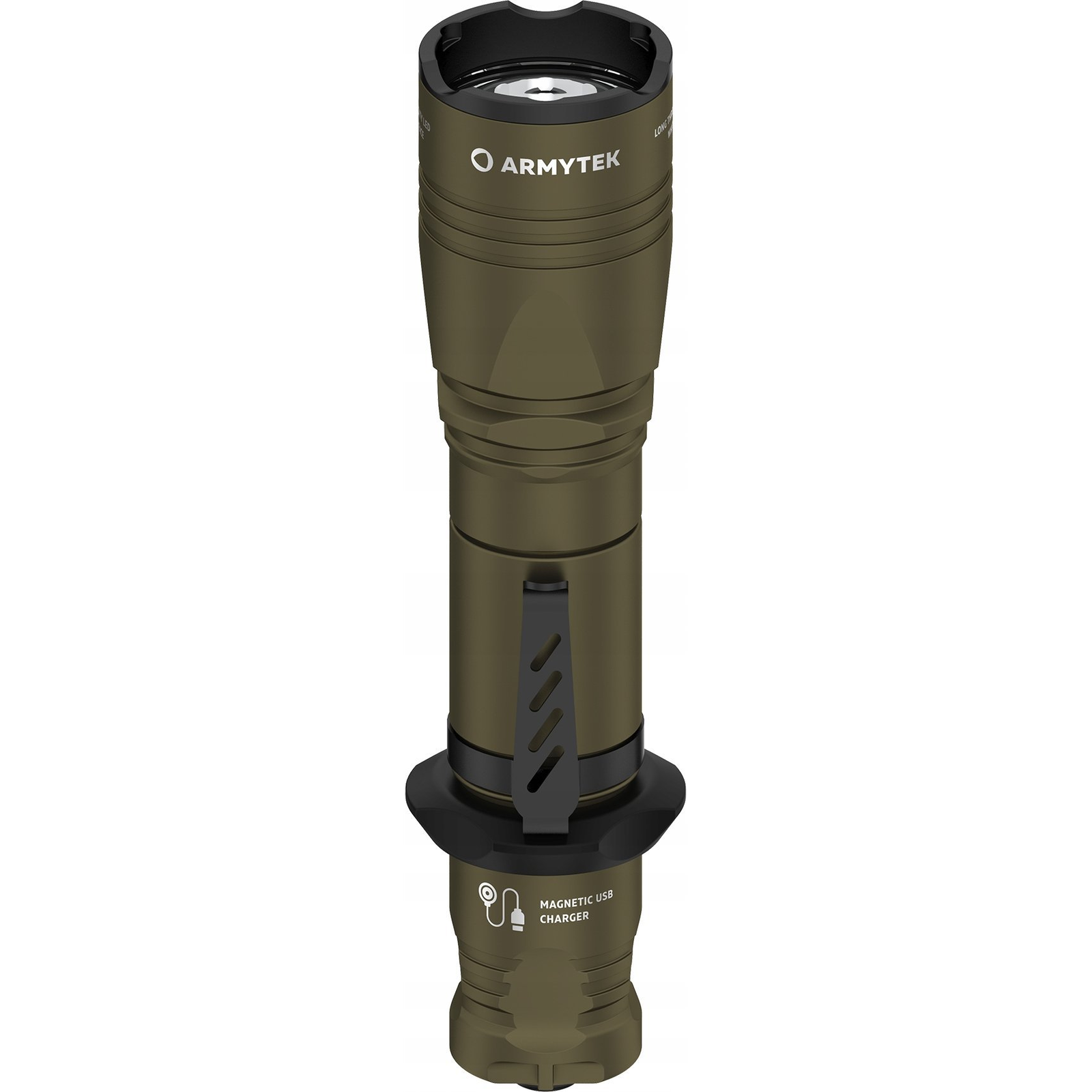 ArmyTek Dobermann Pro Magnet USB Olive Warm LED Kézilámpa Csuklópánt, Tokkal Akkuról üzemeltetett 1400 lm 164 g (F07501WO)