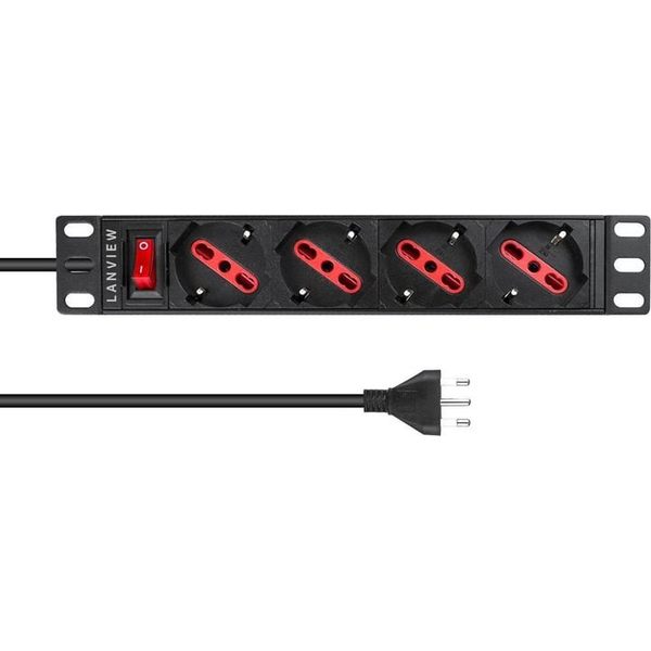 Lanview LVR-2MIT-SW-IT4 unità di distribuzione dell'energia (PDU) 1U Nero