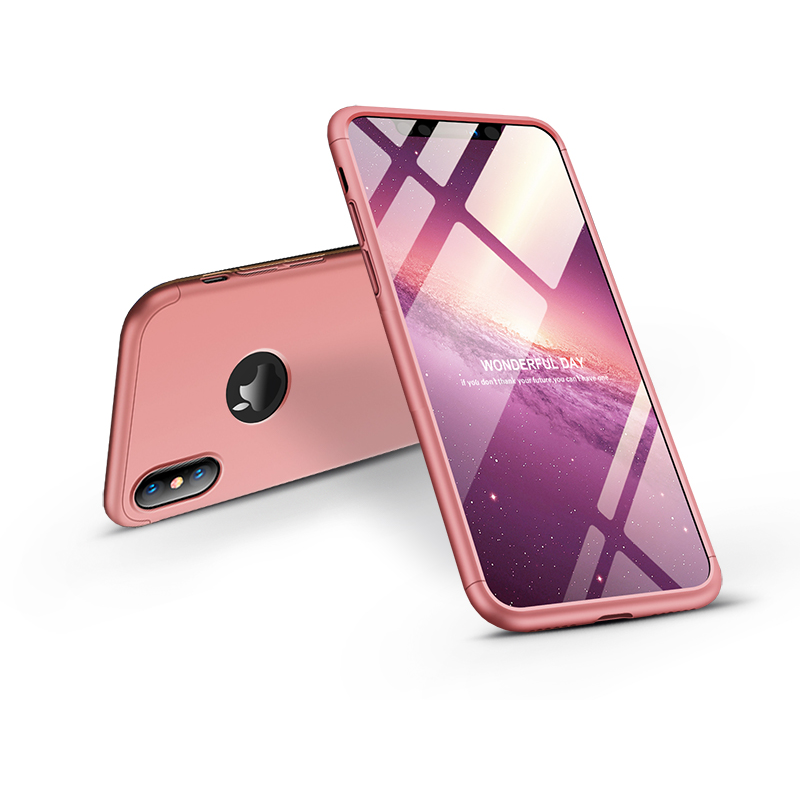 GKK 360 Full Protection 3in1 Logo Apple iPhone XS Max Hátlap - Rózsaarany (GK0266)