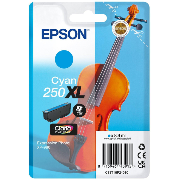 Epson 250XL Violin Claria Photo HD blækpatron 1 stk Original Højt (XL) udbytte Blå