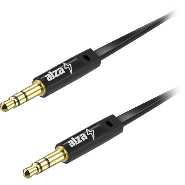 Alzapower FlatCore Audio 3.5mm Jack (M) to 3.5mm Jack (M), 0.5m - fekete