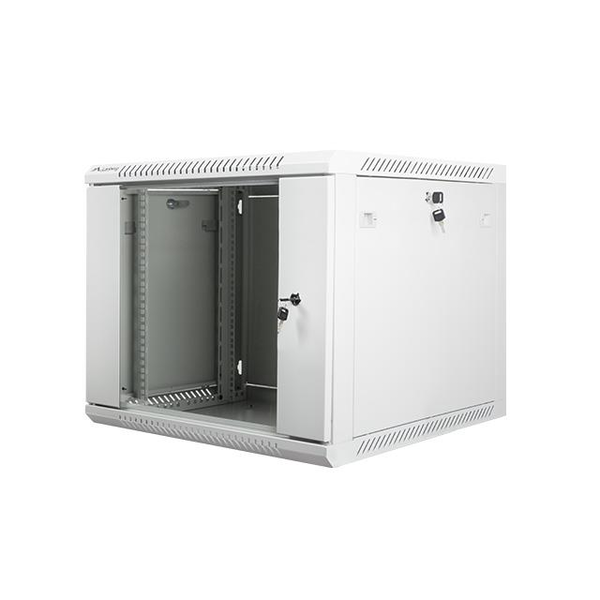 Стенен метален шкаф от подвижна опаковка, Lanberg, 9U, 600x600mm, 19”, сив