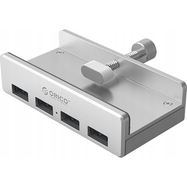 HUB 4-portowy montowany na zacisk USB-A 3.0 - srebrny