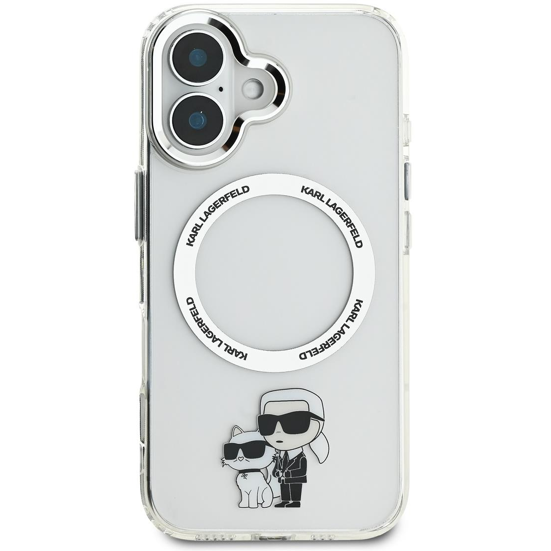 Karl Lagerfeld IML Karl and Choupette MagSafe iPhone 16 átlátszó tok (KLHMP16SHNKCIT)