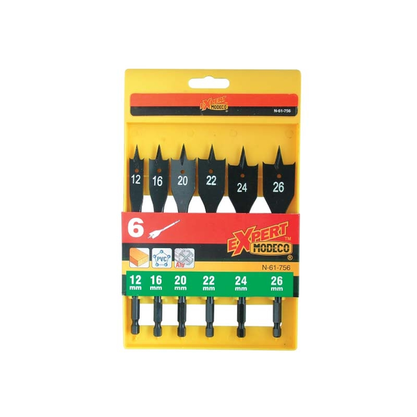 Wiertło Modeco łopatkowe 12 16 18 20 22 24 26mm zestaw (MN61756)