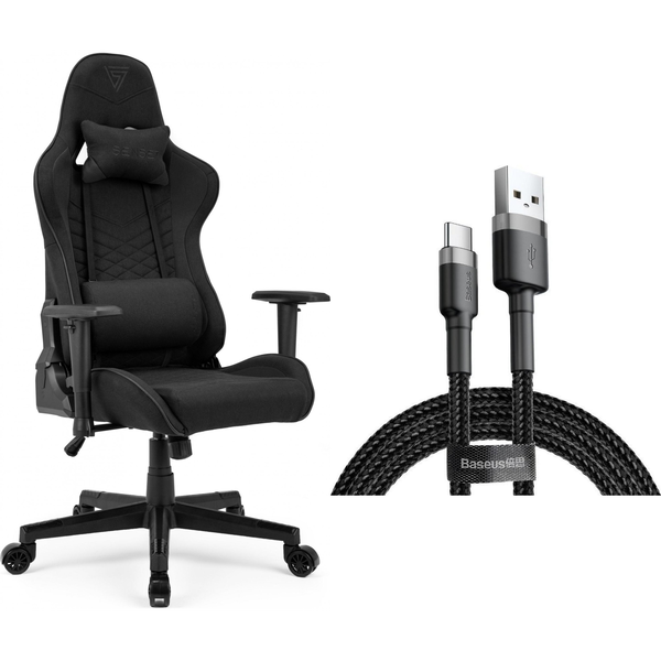 SENSE7 Spellcaster gamer szék, textil, fekete + USB kábel