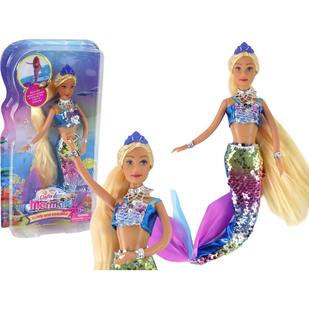 Sellőbaba Kék Hosszú Szőke Hajú Sellőfarok Flitterekkel 14786 (14786)