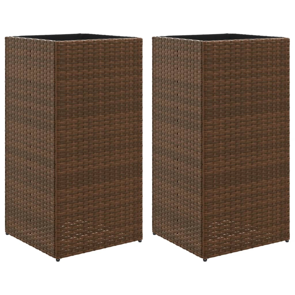 2 db barna polyrattan kerti ültetőláda 40x40x80 cm (3210520)