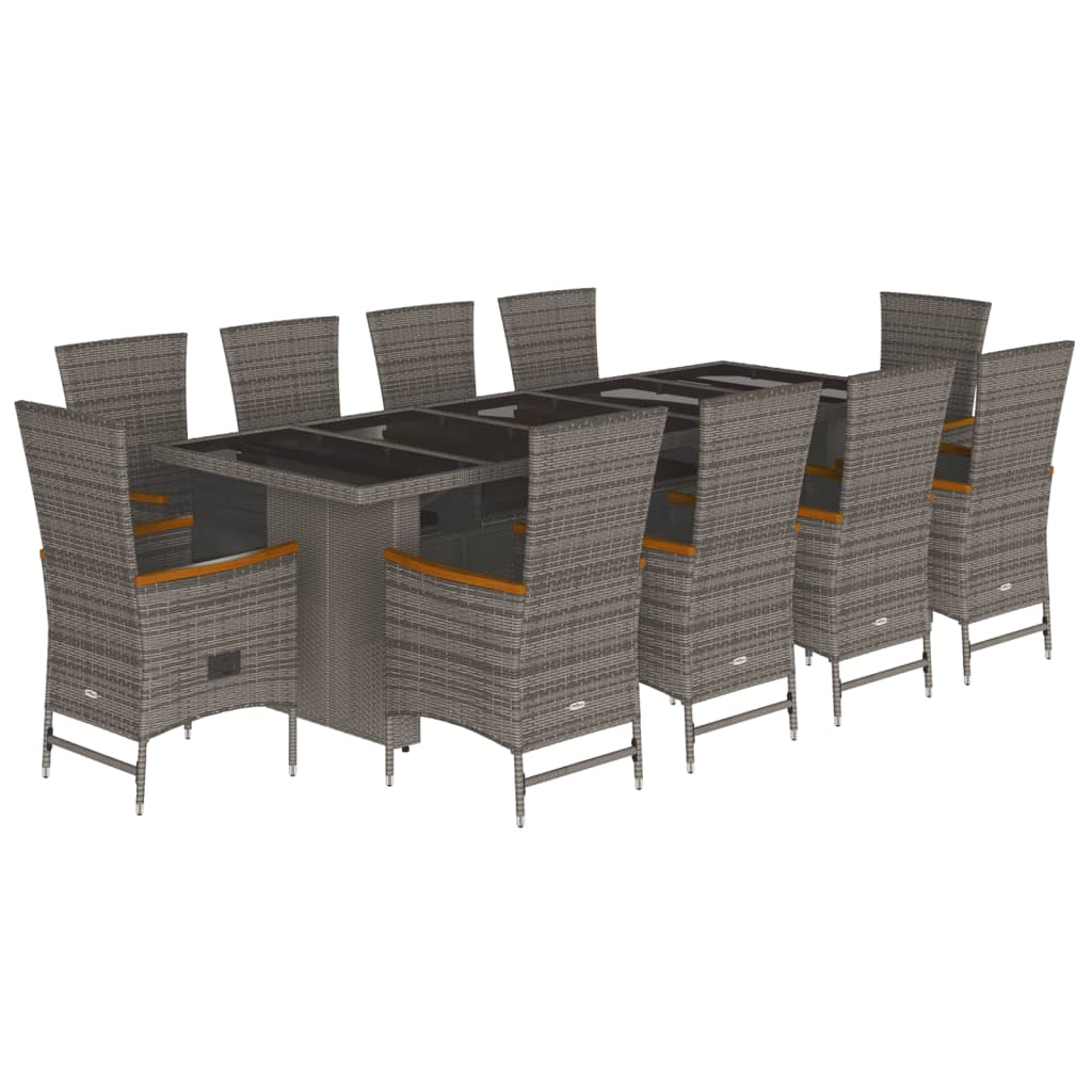 11 részes szürke polyrattan kerti ülőgarnitúra párnákkal (3277556)