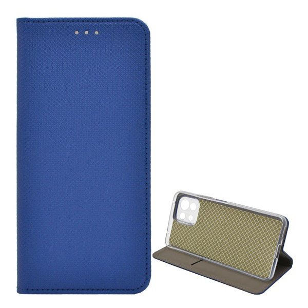 Tok álló, bőr hatású (FLIP, oldalra nyíló, asztali tartó funkció, rombusz minta) SÖTÉTKÉK [Xiaomi 11 Lite 5G NE] (5996591051833)