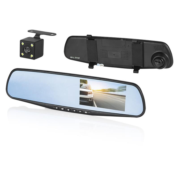 Záznamník jízdy v DVR zrcátku s couvací kamerou