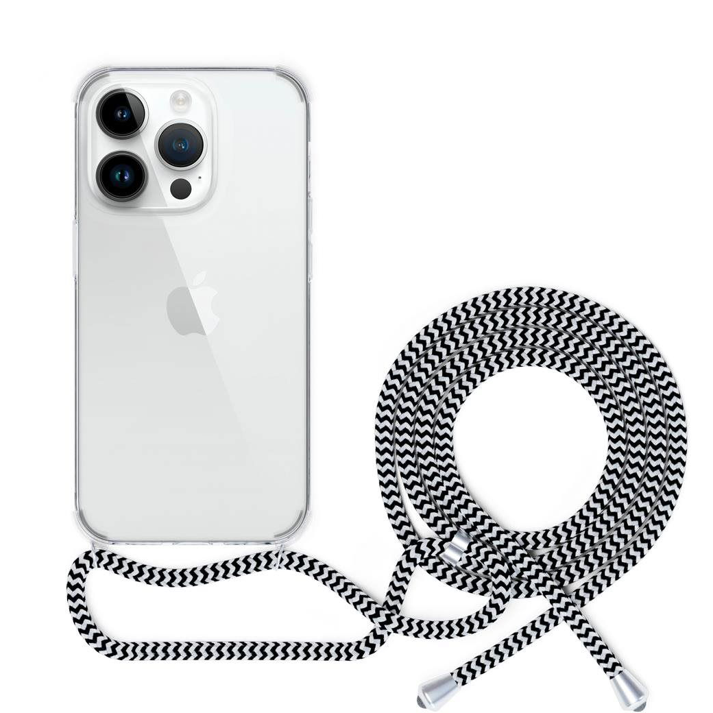 Epico iPhone 13 Pro Max fekete-fehér átlátszó tok nyakpánttal (60510101000020)