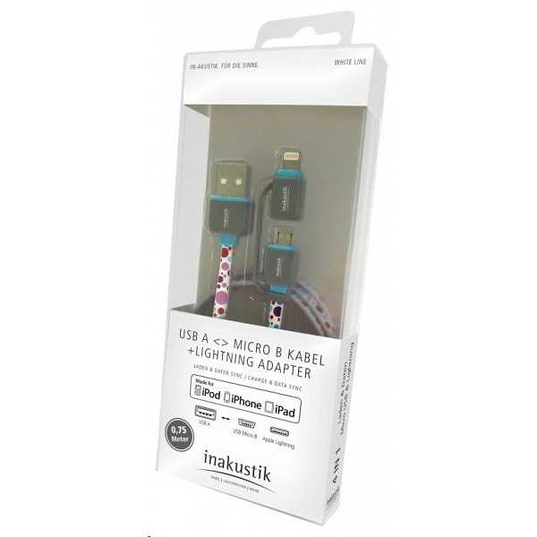 Inakustik White line 4in1 Lightning adapter 0.75m (010421075) (010421075)